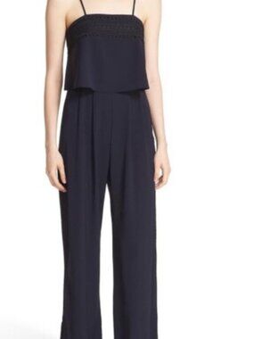 Parker Navy Eyelet Embroidered Jumpsuit